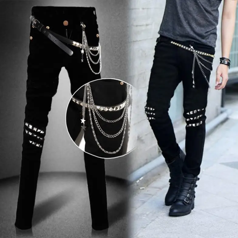 Unique Fashion Men's Skinny Pants Punk 