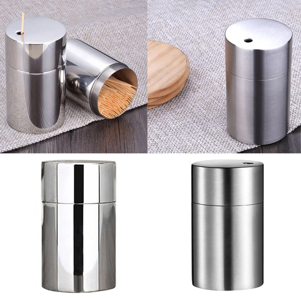 Small Toothpick Holder Dispenser Storage Organizer Stainless Steel Toothpick Holder for Kitchen Restaurant Tabletop -Silver