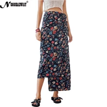 NGBY новая шифоновая длинная юбка с цветочным принтом женские макси юбки пляжная юбка в цыганском стиле Асимметричная в стиле бохо с высокой талией повседневная юбка