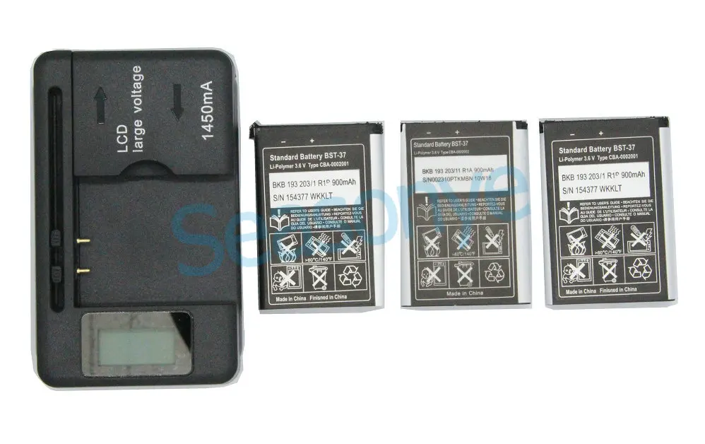 3x900 мАч BST 37/BST37 запасная батарея + ЖК зарядное устройство для J100i W550i K600i K758i Z300i W710i