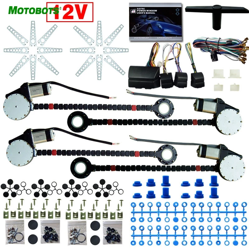 MOTOBOTS DC12V Universal Car/Auto 4 Doors Electronice Power Window kits With 8pcs/Set Swithces and Harness #CA907 photo