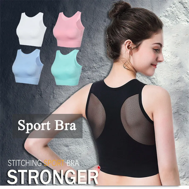 

2018 Absorb Sweat Sport Top Bra Stretch Tank Top, Women Mesh Sports Bra Straps Padded Running Yoga Fitness Vest Tops 5 Colors