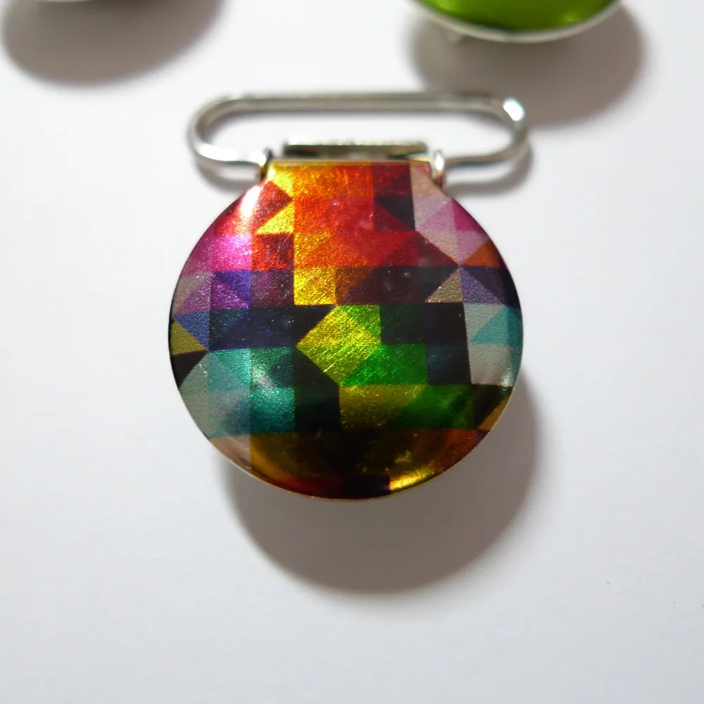 

25pcs 1'' 25mm Enamel Geometric Pattern Baby Pacifier Holder Suspender Clips