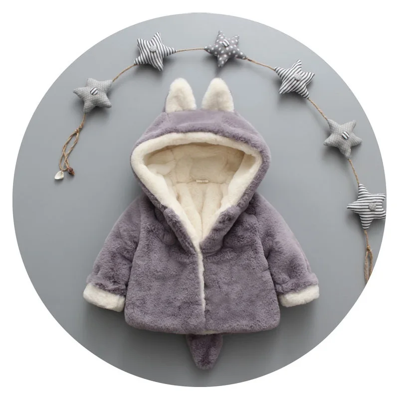 KEAIYOUHUO/новая зимняя куртка для малышей Детские пальто спортивная теплая верхняя одежда с хлопковой подкладкой для девочек Рождественская детская одежда с заячьими ушками
