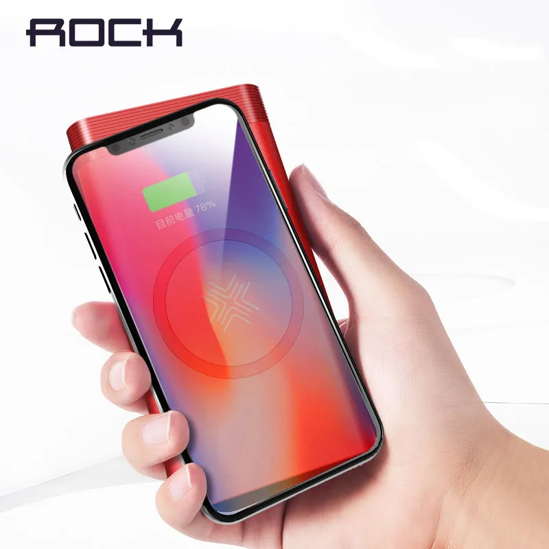 ROCK QI Wireless Charger Power Bank 10000mah Portable External Battery Powerbank For iPhone X 8 Plus Samsung S8 S9 Plus Note7 8 ROCK QI Wireless Charger Power Bank 10000mah Portable External Battery Powerbank For iPhone X 8 Plus Samsung S8 S9 Plus Note7 8
