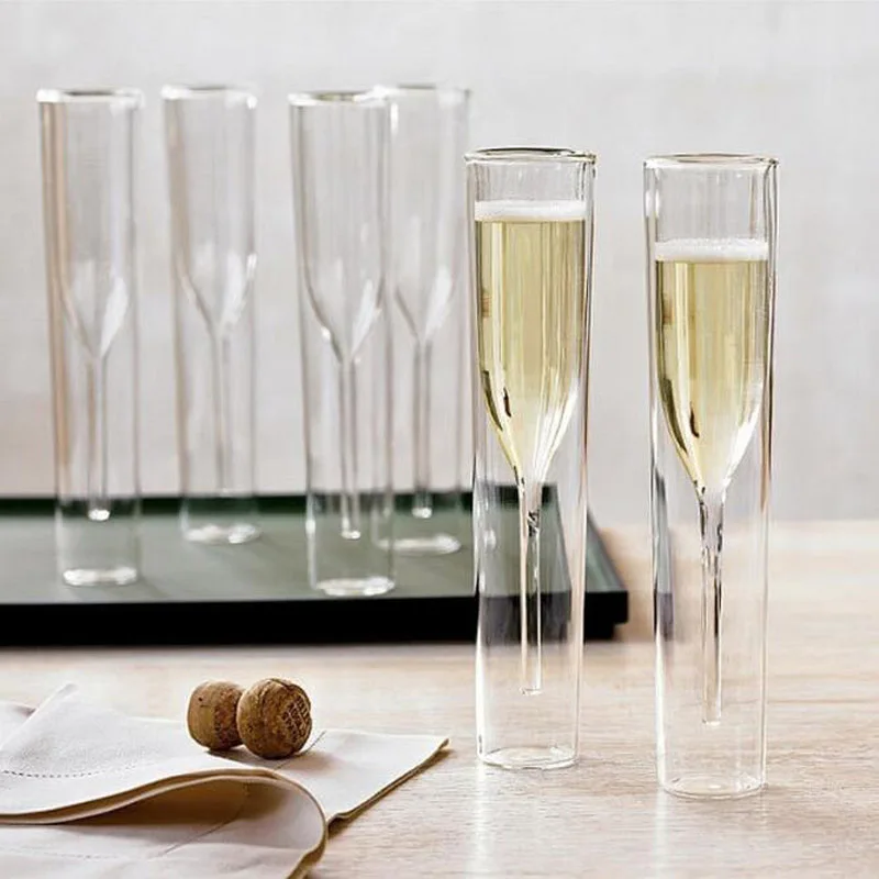 

Champagne Glass Double Wall Glasses Flutes Goblet Bubble Wine Tulip Cocktail Wedding Party Cup Toast Bodum Thule Xicaras Copo