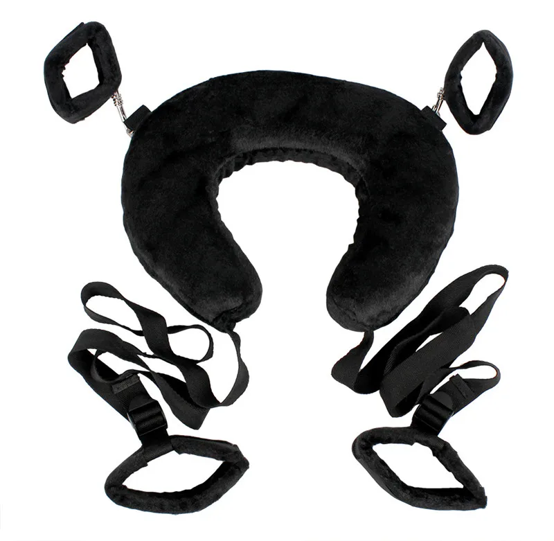 Смешные игрушки Связывание Аксессуары лодыжки манжеты Сексуальная подушка для шеи руки привязанные наручники - Цвет: Черный