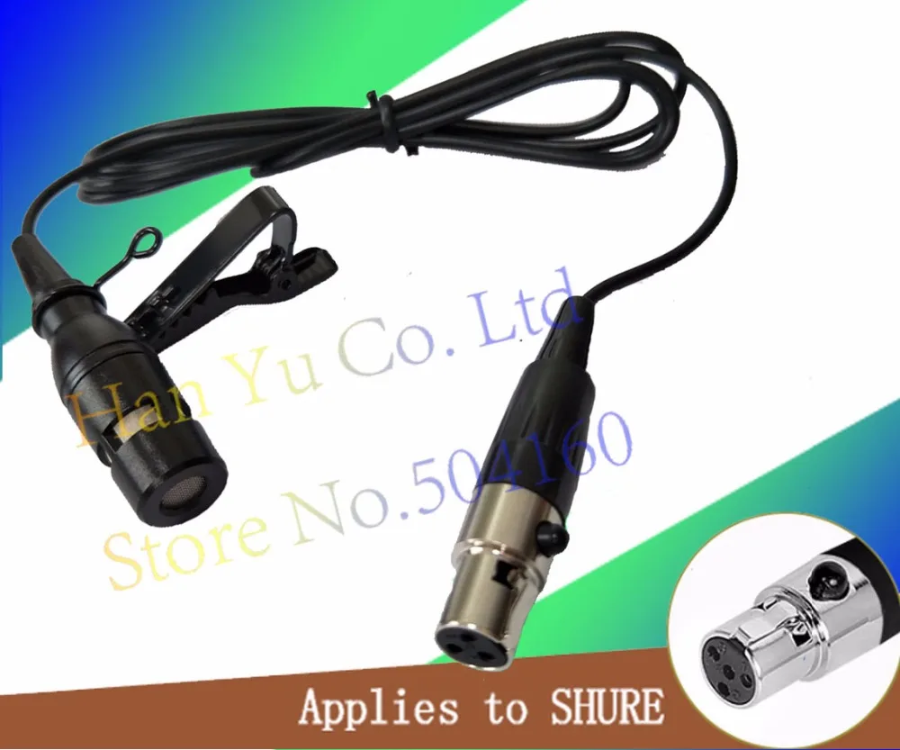 Mini XLR 4 Pin TA4F Plug Wired Microfone Condenser Tie Clip On Lapel Lavalier Microphone For