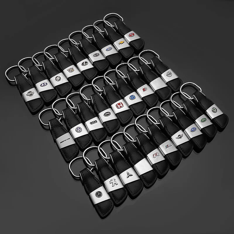 

Creative metal leather Volkswagen Nissan Honda Mercedes Benz Chevrolet and other car logo keychain key pendant Y-307