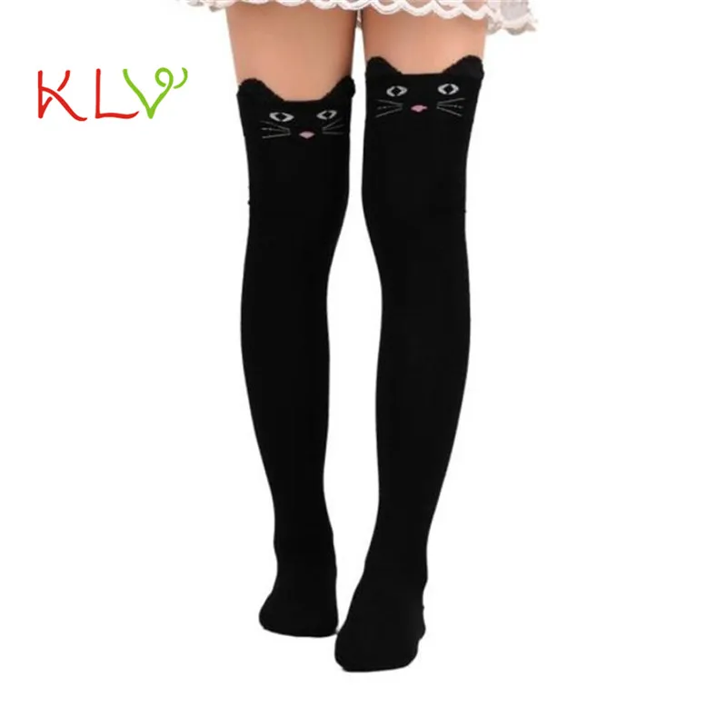 Женские мультяшный Кот Длинные носки выше колена высокие носки женские модные милые носки 17Aug22