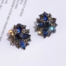 Классические винтажные большие серьги в богемном стиле, очаровательные серьги-гвоздики с кристаллами для женщин, модные ювелирные изделия для женщин WX224