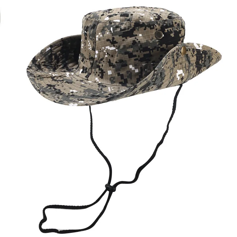 

Summer Fishing Hat Man Women Cotton Outdoor Sport Hiking Camping Visor Bucket Boonie Camouflage Cap Adjustable Fishing Hat L0402