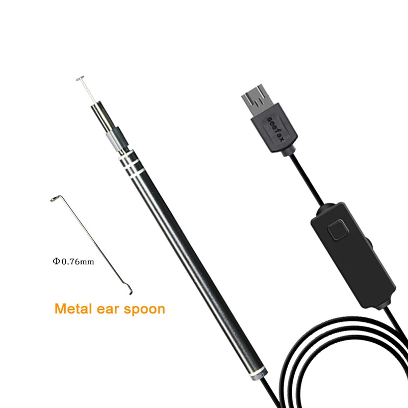 Ear Otoscope мегапикселя Ear Scope Инспекционная камера 3 в 1 USB Ear цифровой эндоскоп Earwax инструмент для очищения кожи с 6led