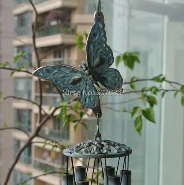 Чистый латунный ветряные колокольчики Verdigris бронзовая подвесная декорация винтажный звучащий металлический Колокольчик Колокольчики для двора крыльца сада