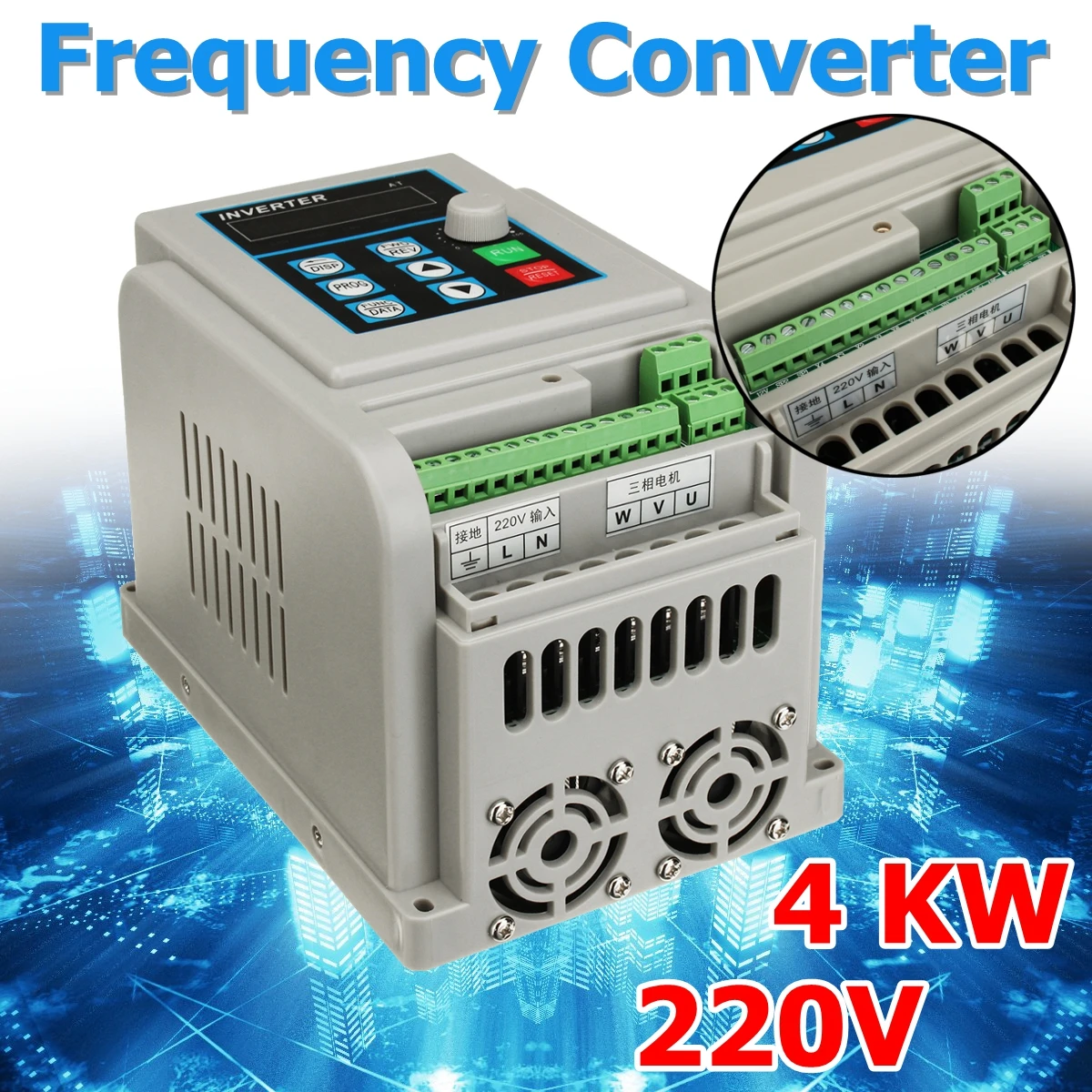 

AC 220V Frequency Converter 4KW Variable Frequency Drive Converter VFD Speed Controller Converter