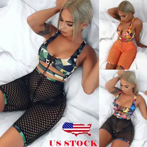

2018 New Summer Women Swimwear 3Pcs Swimsuit Bandage Tops Bikini Set Push-up Padded Bra +High Waist Fishnet Shorts Bathing Suits