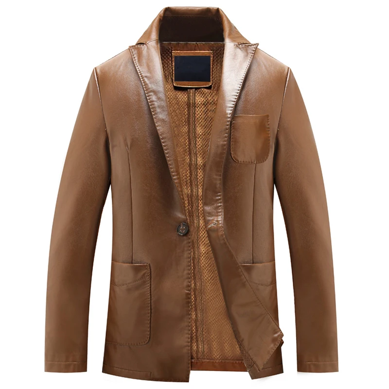 

Men's Leather Jackets Single Button Brand Designer Slim Fit Faux Leather Jacket Coats Large Size 8XL Branding Clothes Mens C1131