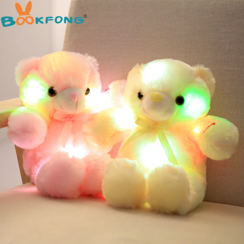 BOOKFONG 30 см романтическая красочная вспышка светодиодный плюшевый мишка плюшевые игрушки куклы детские игрушки детский Декор для рождества, дня рождения