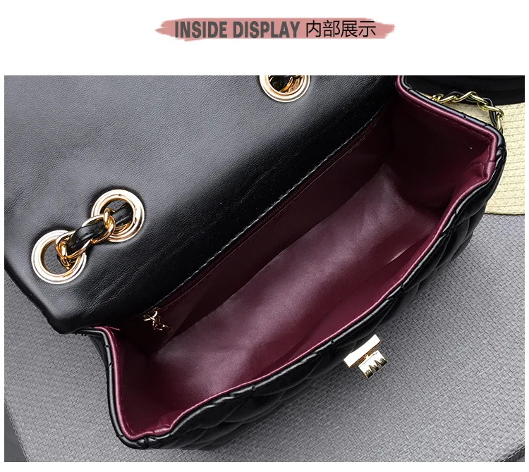 AMLETG Brand Leather Crossbody Bag Luxury Shoulder Bag Quilting Designer Handbag Female Pink Bag Retro Small Messenger Bag Sac A