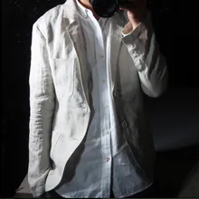 Новинка лета, блейзеры, дышащий льняной костюм, деловой Повседневный тонкий маленький мужской костюм, Повседневный хлопковый пиджак, костюмы певицы, одежда