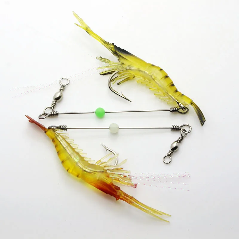 Night Fishing Lure Glow Soft Grass Shrimp With Hook Bait 10cm 6g Sink