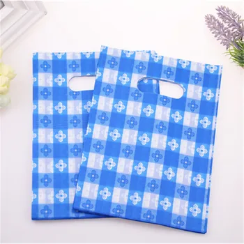 

New Design Wholesale 100pcs/lot 15*20cm Blue Wedding Favors and Gifts Packaging Bags With Flower Shopping Plastic Bags