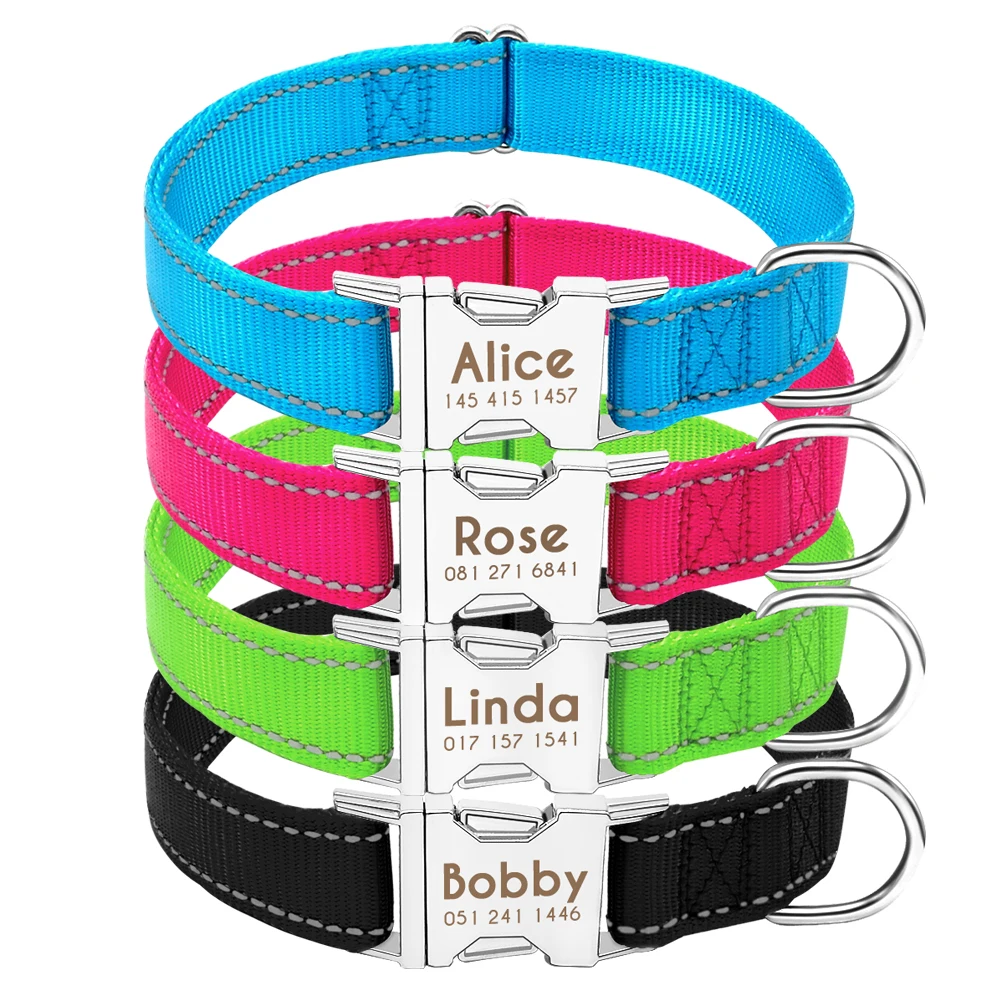 Dog Collar Nylon Reflective Anti-lost Tag For Small Medium Dogs