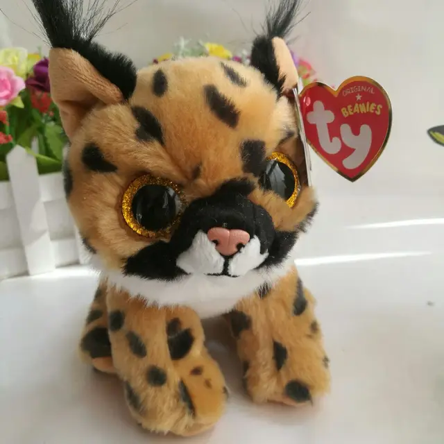 LARRY brown lynx 15cm 6inch Ty Beanies Plush Toy Stuffed Animal Soft