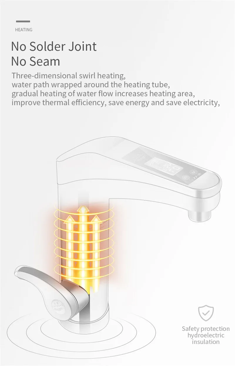 500-3500 Вт большой электрический водонагреватель с сенсорным экраном, вращающийся кран для воды, мгновенный кран для горячей и холодной воды для ванной комнаты, кухни