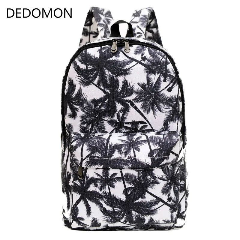 2019 Coconut Tree printing laptop backpack women canvas Bag famous