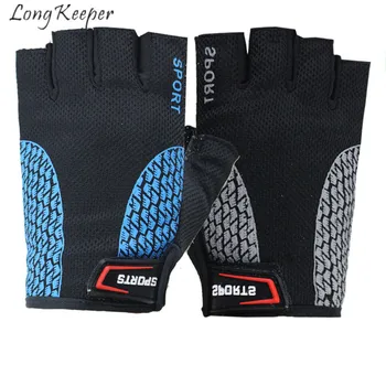 

Long Keeper Gloves Men Half Finger Mitten Guante Elastic Fabric Outdoor Sport Cycling Training Breathable Non Slip Sunscreen Gym