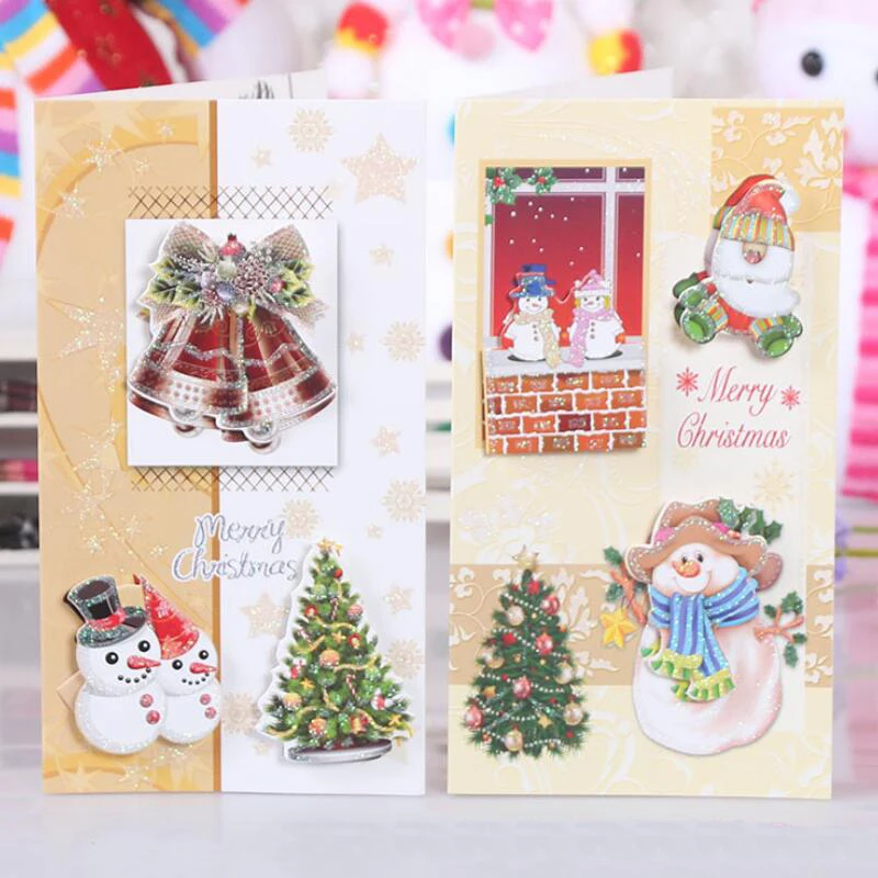 8 pcslot flash gold powder christmas gift blessing card