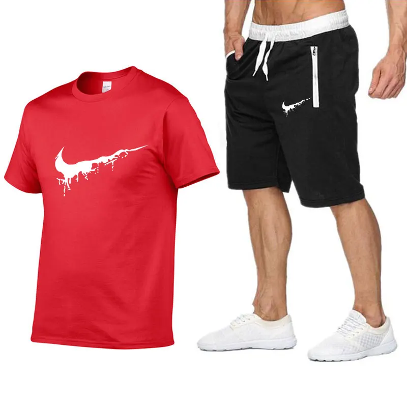 2019 New Men Fashion Two Pieces Sets T Shirts+Shorts Suit Men Summer Tops Tees Fashion Tshirt High Quality men clothing 2019 New Men Fashion Two Pieces Sets T Shirts+Shorts Suit Men Summer Tops Tees Fashion Tshirt High Quality men clothing