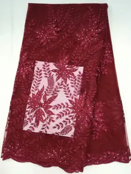 

2019 Black Color high quality guipure Lace /african cord lace/water soluble african lace fabric 5 yards Free shipping D52