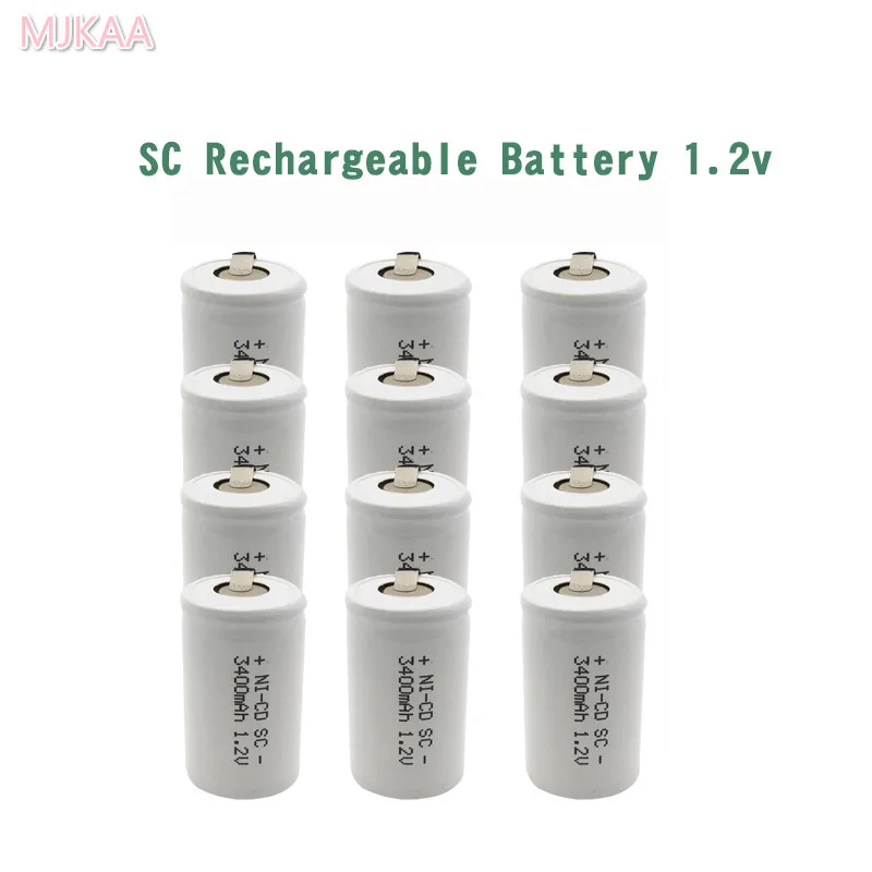 

SC 3400mah 1.2V Rechargeable Battery 3400mah 4/5 SC Sub C Ni-cd Cell with Welding Tabs for Electric Drill Screwdriver
