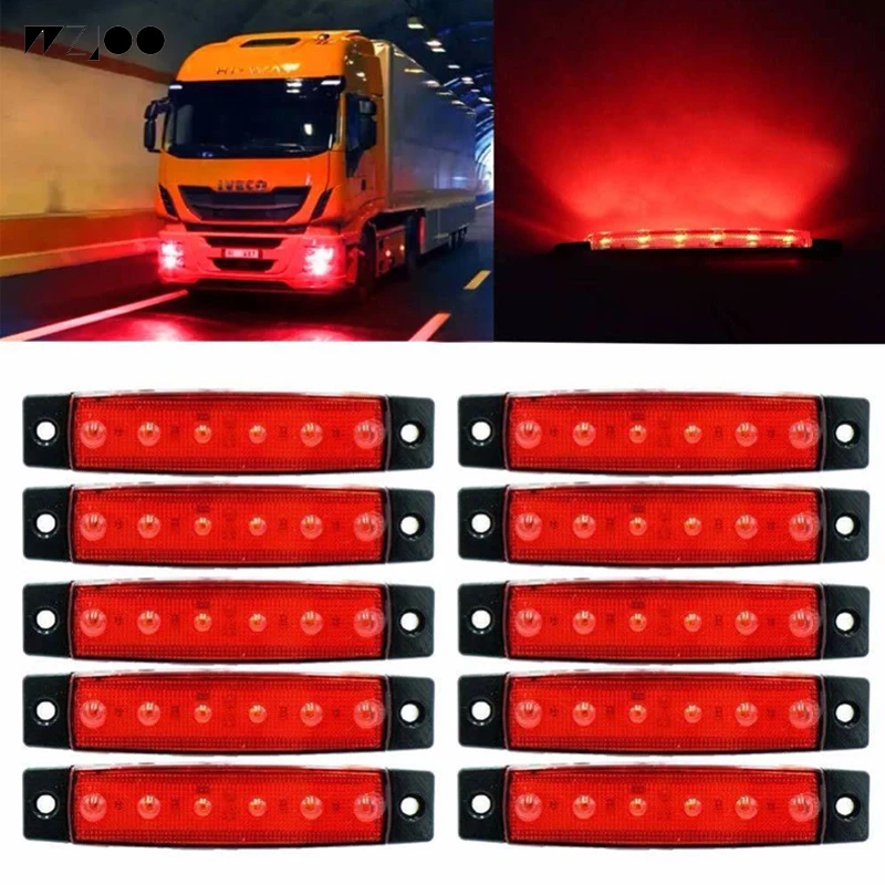 10 шт 12/24V 6 светодиодный красный + белый желтый прицеп пикап Боковые указатели