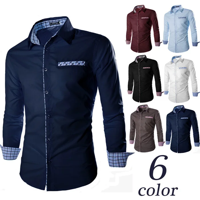 Brand men shirt 2015 100% cotton slim fit clothes shirts for camisa masculina formal blouse 2Xl 20 colors |