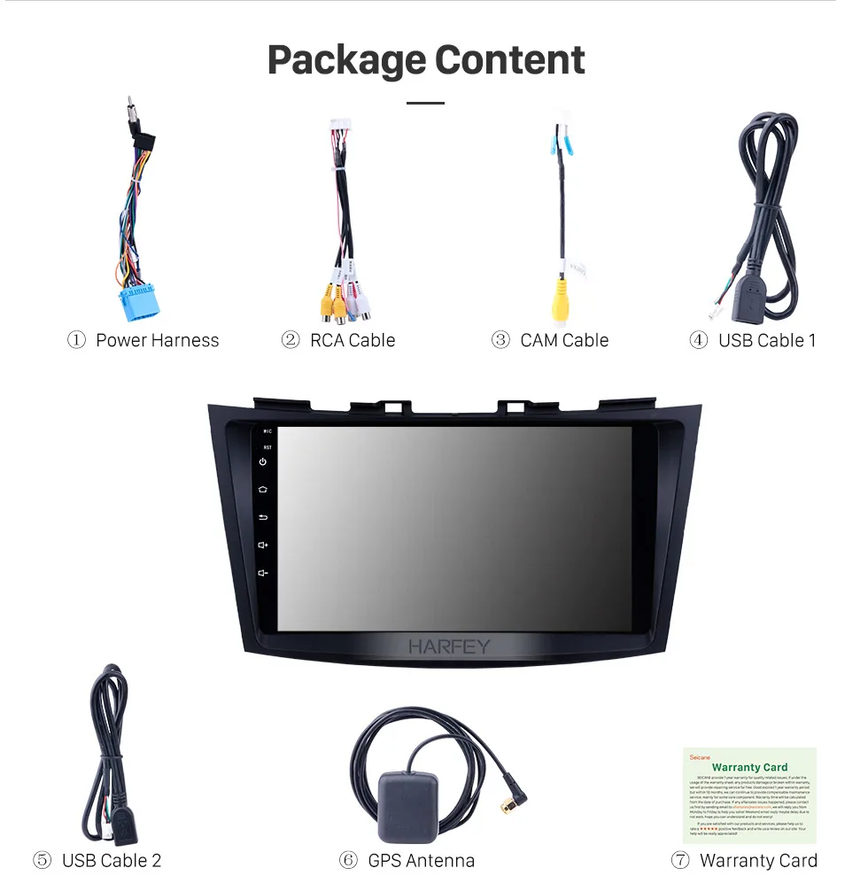 Best Harfey 9 inch Android 8.1 for SUZUKI SWIFT 2011-2013 Auto Radio GPS Navigation Audio system Bluetooth Music USB WIFI DVR 15