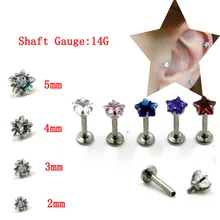 1 шт. 14 г CZ Циркон Звезда Форма пирсинг для пупка/хряща Сережка для пирсинга губы Украшения для тела