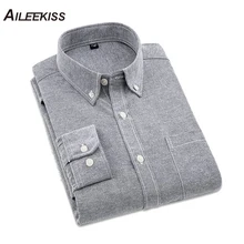 AILEEKISS, мужская рубашка с длинным рукавом, осенняя, новая, модная, дизайнерская, однотонная, приталенная, Корейская, с карманами, деловая, формальная, XT747