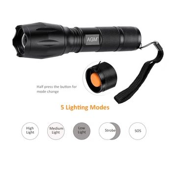 

LED Torch Light Flashlight CREE XML Tactical Flashlight Aluminum Zoomable Waterproof Camping Rechargeable 18650 AAA Battery #30