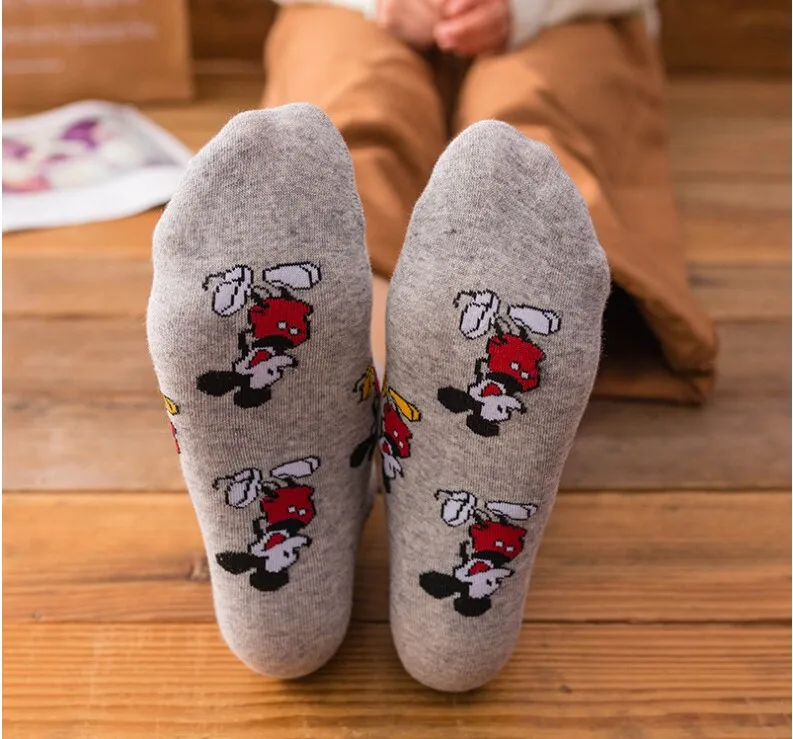 Носки с Микки Маусом в Корейском стиле, модные, новинка, милые, забавные носки с мультяшной мышкой, всесезонные женские носки, хлопковые носки