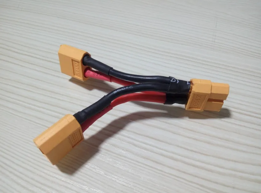 

XT60 T Plug Y Cable 2 Male to 1 Female Parallel Cable Battery Pack Connector length 5cm Wire diameter 14AWG High Power