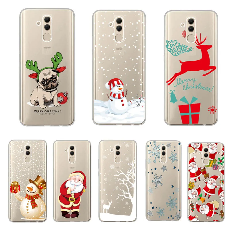 Christmas Festive Santa Reindeer Printed Soft TPU Case sFor Huawei P Smart Y5 2017 Y6 2018 Mate 20 Lite Honor 10 8X Clear Cover |