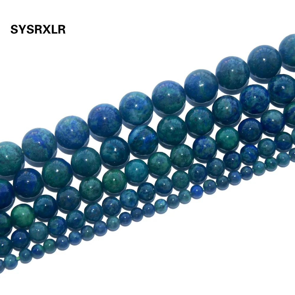 Бесплатная доставка Chrysocolla Азурит круглый рыхлый натуральный камень бусины для