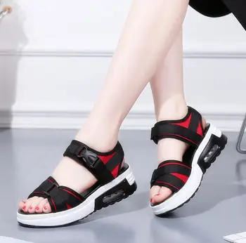 

2019 nylon women sandals summer wedge sandals Open Toe Platform Sandalias ladies gladiator sandals women Outdoor students sandal