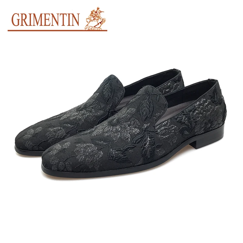 

GRIMENTIN italian fashion casual shoes men 2019 slip on black men formale shoes