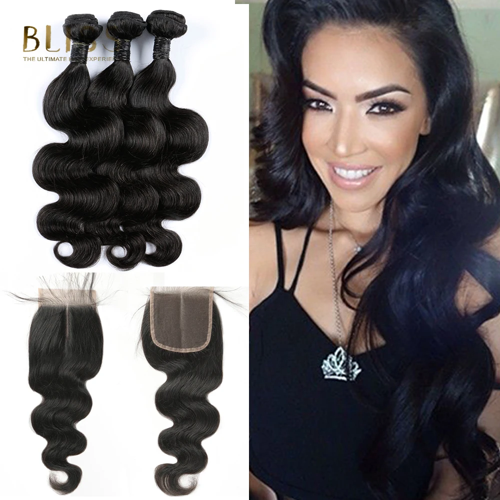 BLISS Brazilian Hair Body Wave 3 Bundles With Closure Human Hair