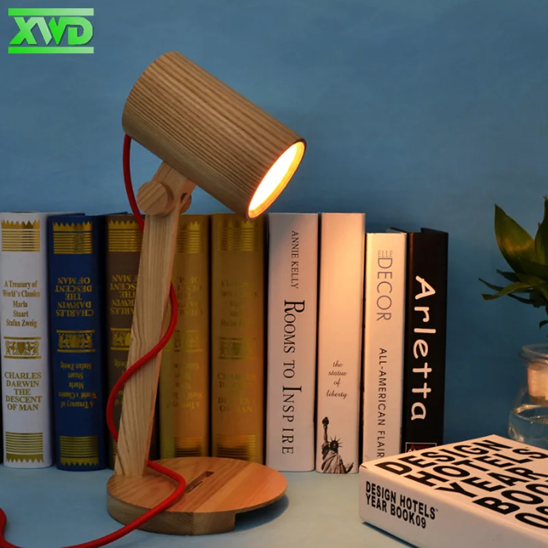 Modern Study Desktop Bamboo Tube Wooden Table Lamp E27 Lamp Holder 110-240V Foyer Bedroom Indoor Lighting Free Shipping