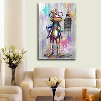 

Street Graffiti Art Frog Poster Print Canvas Painting Children Cartoon Animal Oil Painting Wall Picture For Living Room Unframed